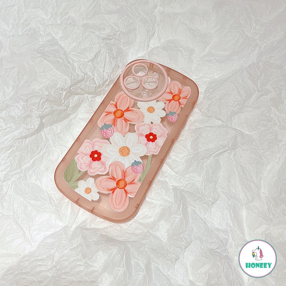 Casing Ponsel Untuk Apple14Kompatibel Untuk iPhone 11 Pro Max13 12 14 Pro Max XS XR 78 Plus Fashion Pink Floral Bening Cover Pelindung