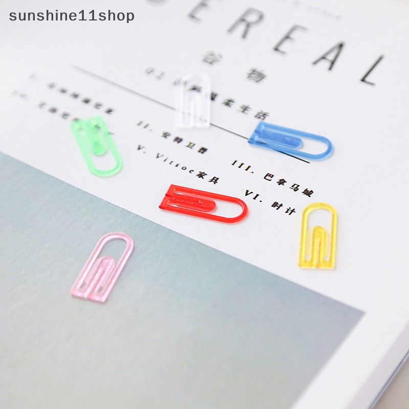 Sho 60pcs /box ABS Klip Kertas Mini Warna-Warni Kawaii Stationery Candy Color Clear Binder Klip Foto Tiket Notes Surat Paper Clip N