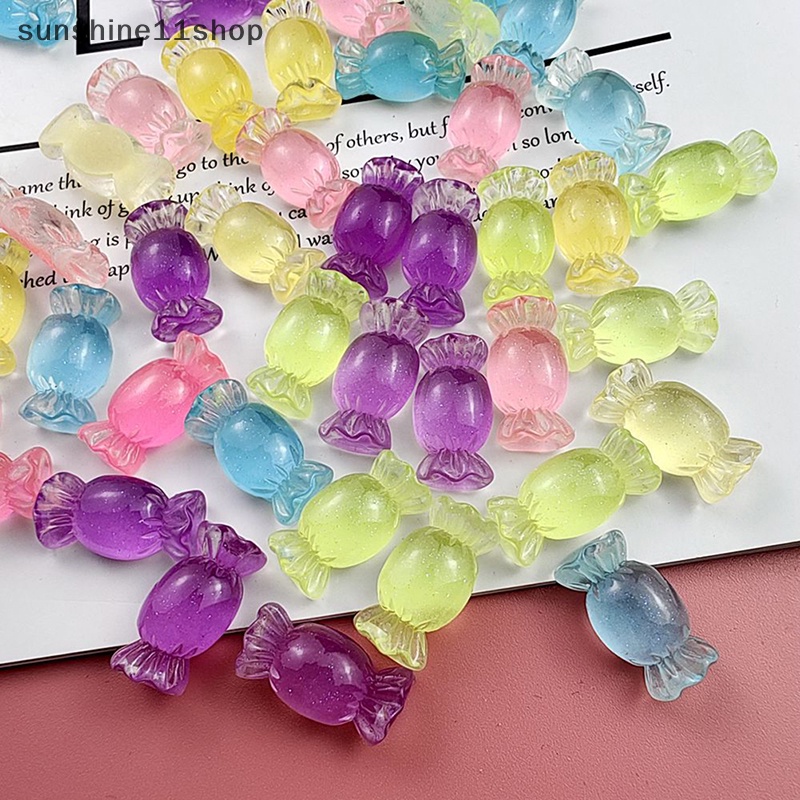 Sho 5PCS Luminous Candy Resin Dekorasi Mobil DIY Miniatur Ornamen Hadiah Membuat Perhiasan N