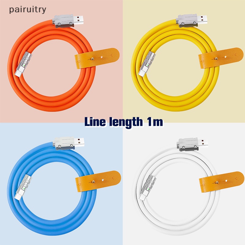 Prt 120W /6A Kabel Data Silikon Cair Zinc Alloy Dengan Lampu Cocok Untuk Jalur Pengisian Cepat Ponsel Typec PRT