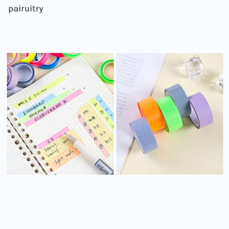 Prt 5roll 5warna Stiker Transparan Neon Index Tabs Bendera 5m Sticky Note Alat Tulis Anak Hadiah Perlengkapan Kantor Sekolah PRT