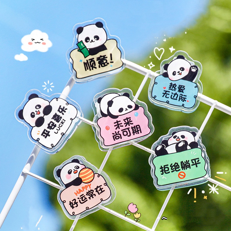 1pc Kartun Panda Seri Transparan Dua Sisi Memo Klip Siswa Teks Inspiratif Buku Pegangan Kertas Ujian Klip Tiket