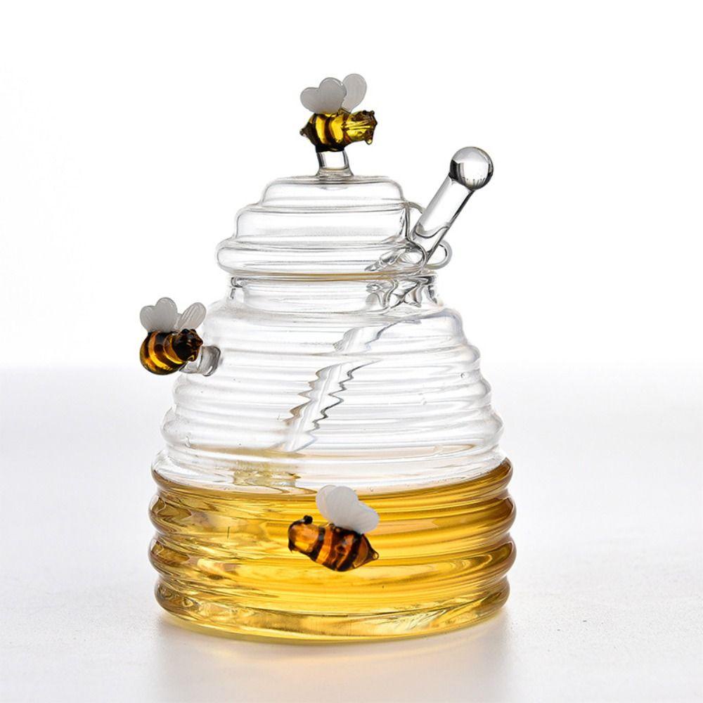 TOP Glass Honeycomb Tank Bening Dengan Tutup Syrup Botol Madu