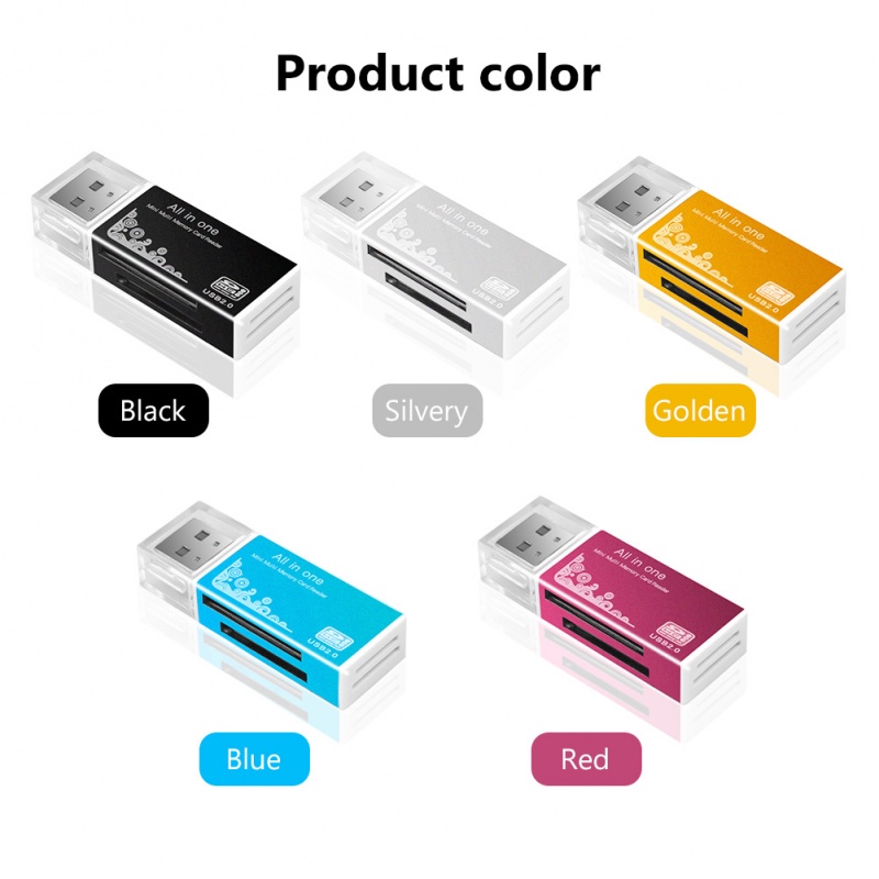 Adaptor 4in1 Micro SD Card Reader SDHC MMC USB Memori SD T-Flash M2 MS Duo USB 2.0 4 Slot Memory Card Readers Adaptor Dukungan