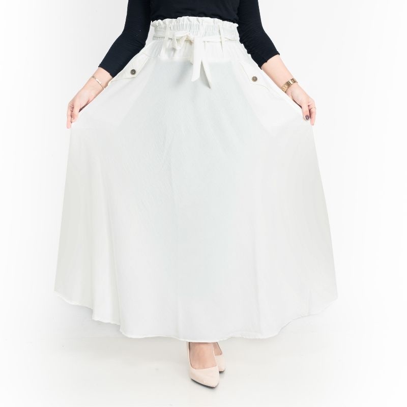 Molding - Rok Payung Cringkle Premium Original Warna Putih All Size