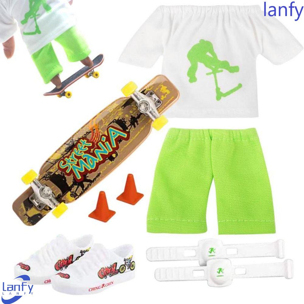 Lanfy Mini Finger Scooter Set Hadiah Kolektor Plastik Ulang Tahun Karet Lembut Jari Sepatu Tabletop Mainan Jari Pakaian Edukasi Fingerboard Mainan Skate Truck Model Skateboard