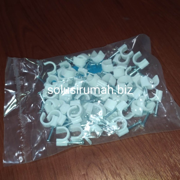 img per10 biji klem kabel hitungan clamp cable dengan paku beton putih