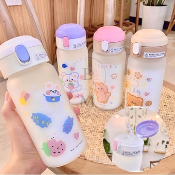 DISKON  Botol Air Minum Aesthetic Lucu 480ml / Korean Glass Bottle