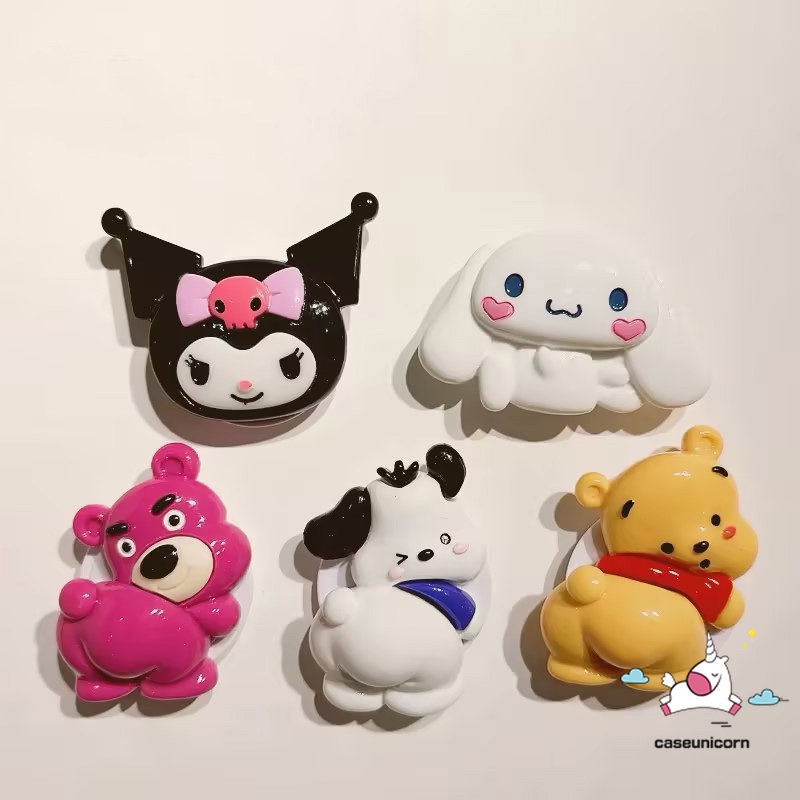 Korea Kartun Lucu Bracket Phone Grip Holder Ring Universal Scalable Phone Stand Holder Lovely Strawberry Bear Manyo Winnie the Pooh SpongeBob Patrick Star Melody Pochacco