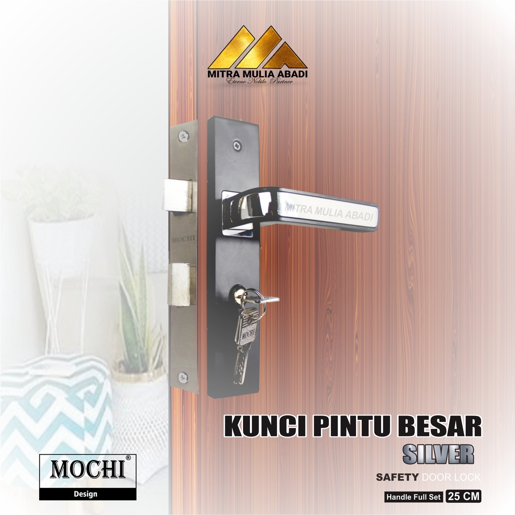 Gagang Kunci Pintu Besar 25 cm  l Handel Pintu rumah Full Set MOCHI