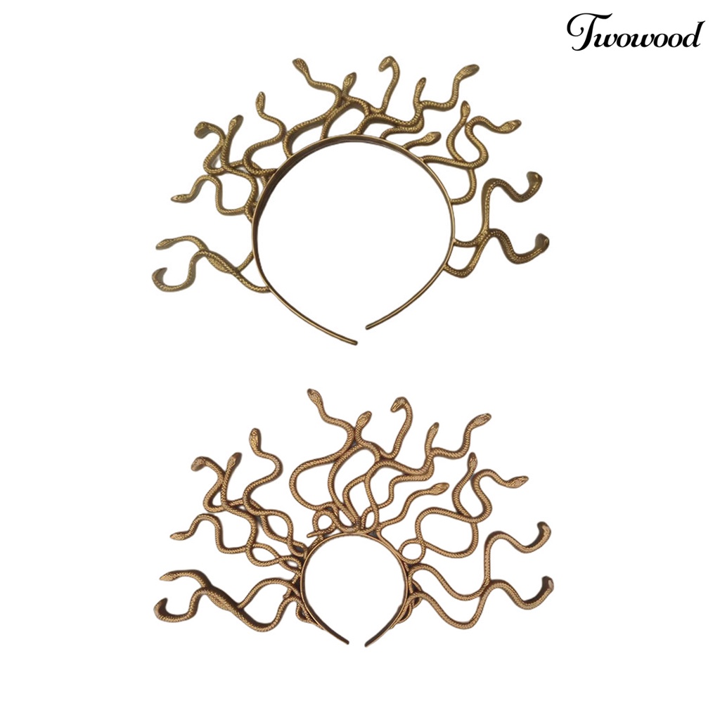 Twowood Lucu Hidup Elastis Film Bando Halloween Queen Cosplay Ular Rambut Hoop Festival Props