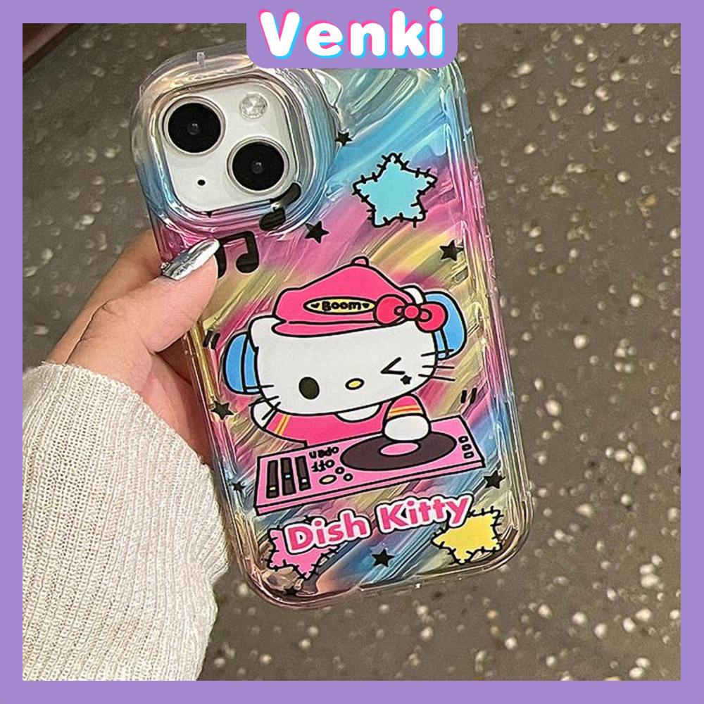 VENKI - Untuk iPhone 11 iPhone Case Laser Reflektif Bening Phone Case TPU Soft Shockproof Airbag Case Cute Kartun Kucing Kompatibel dengan iPhone 14 13 Pro Max 12 Pro Max XR 7 8PLus