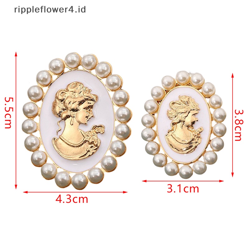 {rippleflower4.id} Fashion Bentuk Oval Mutiara Ratu Bros Untuk Wanita Kerah Pin Kostum Pesta Perhiasan Dekorasi Hadiah~