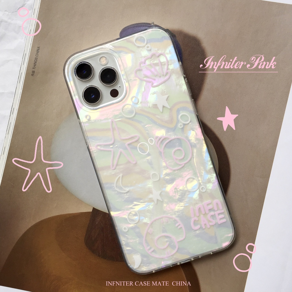 Ins Marine Life Cocok Untuk iPhone 14 Pro Max Casing Ponsel iPhone Double-layer Pola Dicetak Kompatibel Dengan Iphone13 13pro 13prm iPhone 11 11pro 14plus 12Pro Max Shockproof TPU Phone Case