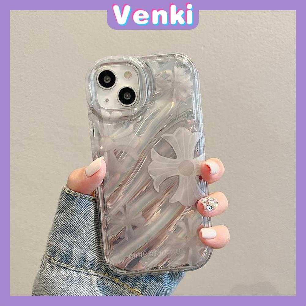 VENKI - Untuk iPhone 11 iPhone Case Laser Reflektif Bening Phone Case TPU Soft Shockproof Airbag Case Simple Cross Kompatibel dengan iPhone 14 13 Pro max 12 Pro Max XR XR 7Plus 8Plus