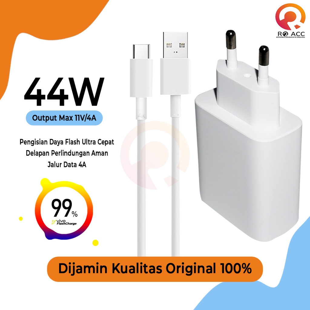 [RO ACC] 44W CHARGER VIVO FLASH CHARGER TIPE TYPE C FAST CHARGING ORIGINAL