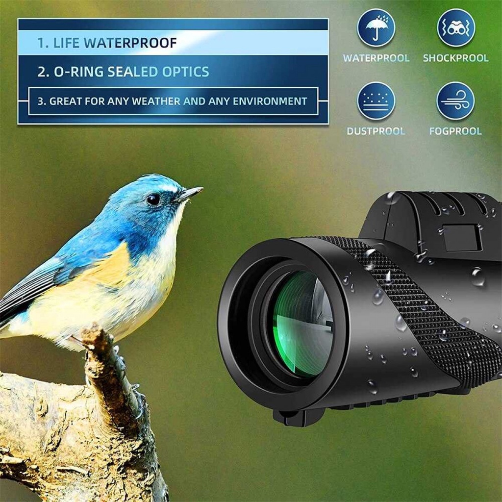 Teropong Monocular Pengamatan Outdoor Zoom 80x100 Tripod Phone Clip