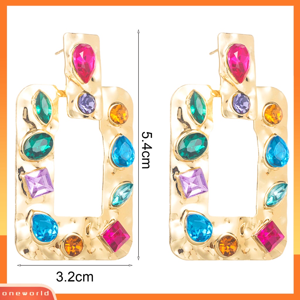 [WOD] 1pasang Anting Vintage Tusuk Eye-catching Semua Pertandingan Berlian Imitasi Berwarna Perhiasan Hias Mewah Elegan Menjuntai Earrings Untuk Pesta