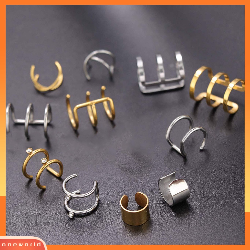 [WOD] 6pasang Anting Hoop Keren Bulat Gaya Hip-hop Non Tindik Telinga Lady Ear Clip Untuk Pakaian Sehari-Hari