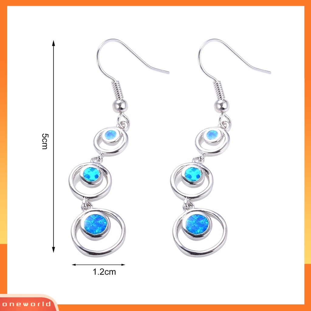 [WOD] 1pasang Anting Wanita Panjang Simetris Bulat Hoop Eye-catching Menjuntai Earrings Untuk Prom