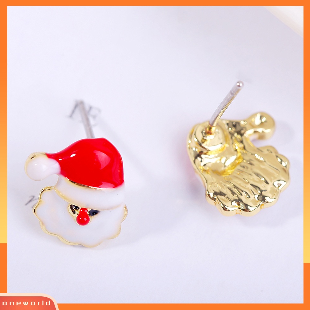 [WOD] Wanita Kreatif Natal Snowflake Candy Cane Stud Earrings Perhiasan Pesta Xmas