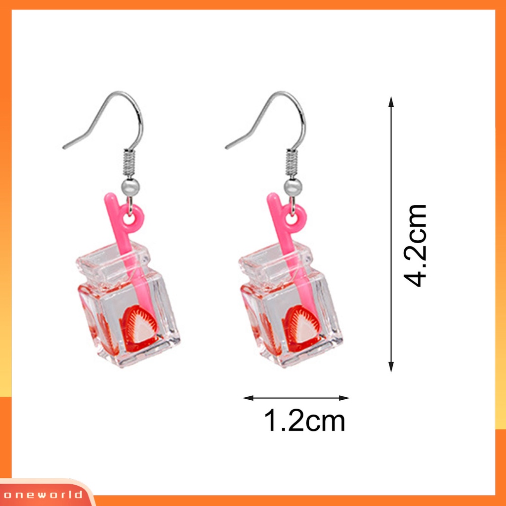 [WOD] 1pasang Drop Earrings Indah Ringan Resin Kartun Buah Susu Cangkir Teh Anting Untuk Pesta