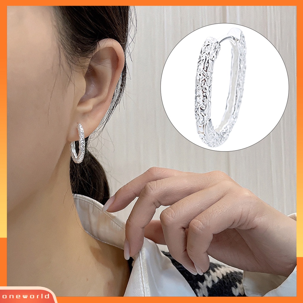 [WOD] 1pc Anting Hoop Wanita Motif Batu Lingkaran Perhiasan Gaya Korea Earring Untuk Pesta Pernikahan Perjamuan Prom