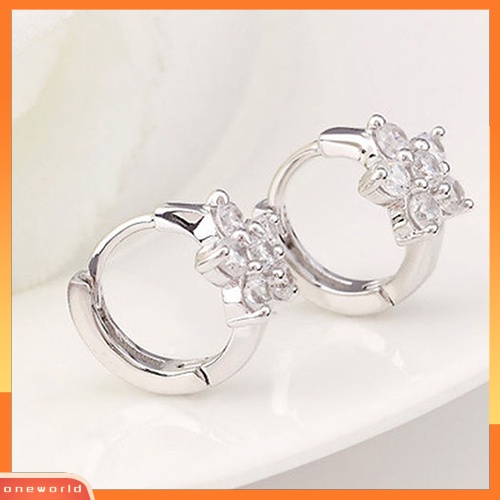 [WOD] Lady Snowflake Silver Plated Leverback Huggie Hoop Earrings Perhiasan