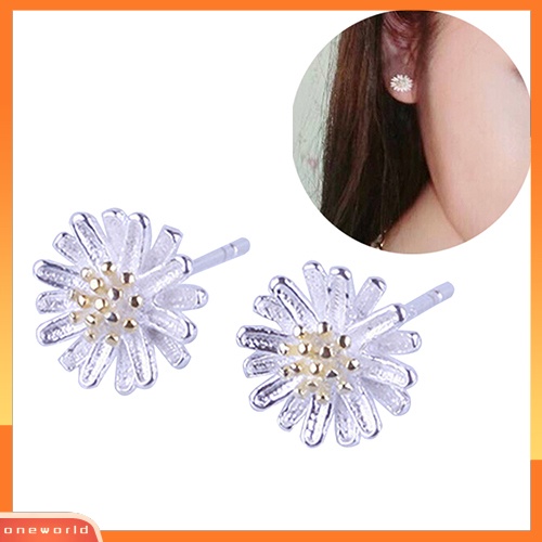 [WOD] Lady's Cute Bunga Matahari925 Sterling Silver Ear Studs Daisy Earrings Perhiasan Hadiah