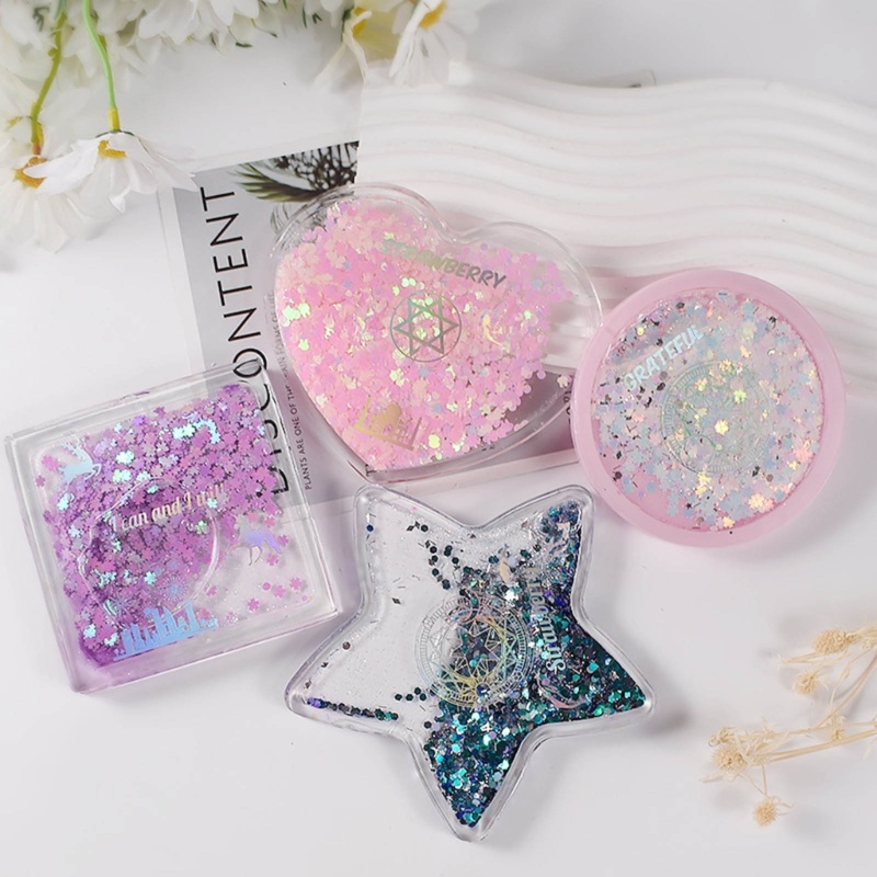 Siy Resin Shaker Cetakan Persegi Hati Bulat-Bintang Coaster Silicone Mold Cup Mat Pasir Hisap Epoxy Cetakan Handmade Frame Mold D