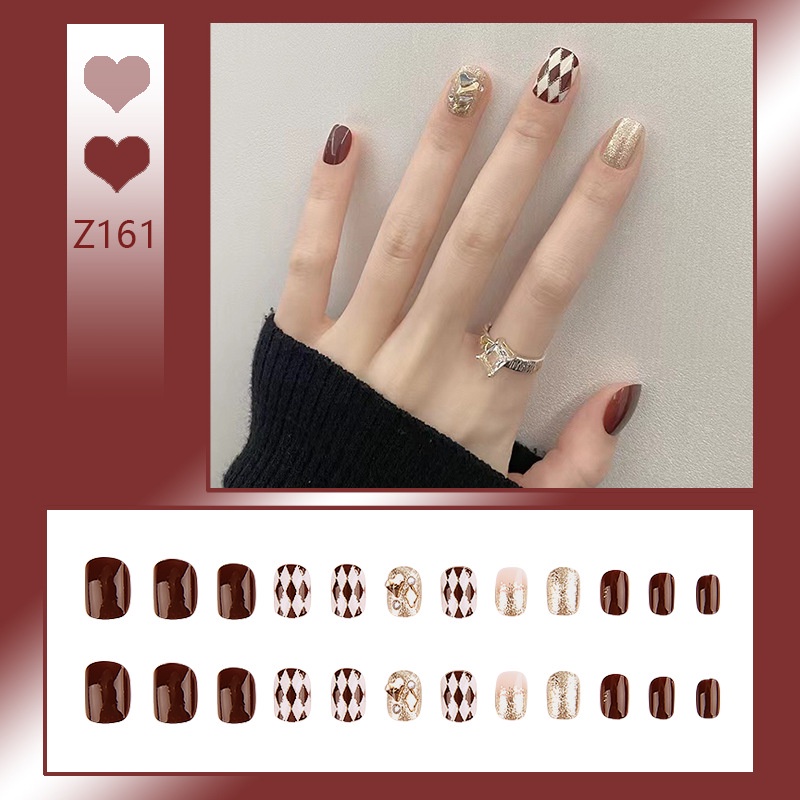 X95 24 Pcs DIY Kuku Palsu French Cool Finger Nail Art Stiker Kuku Palsu