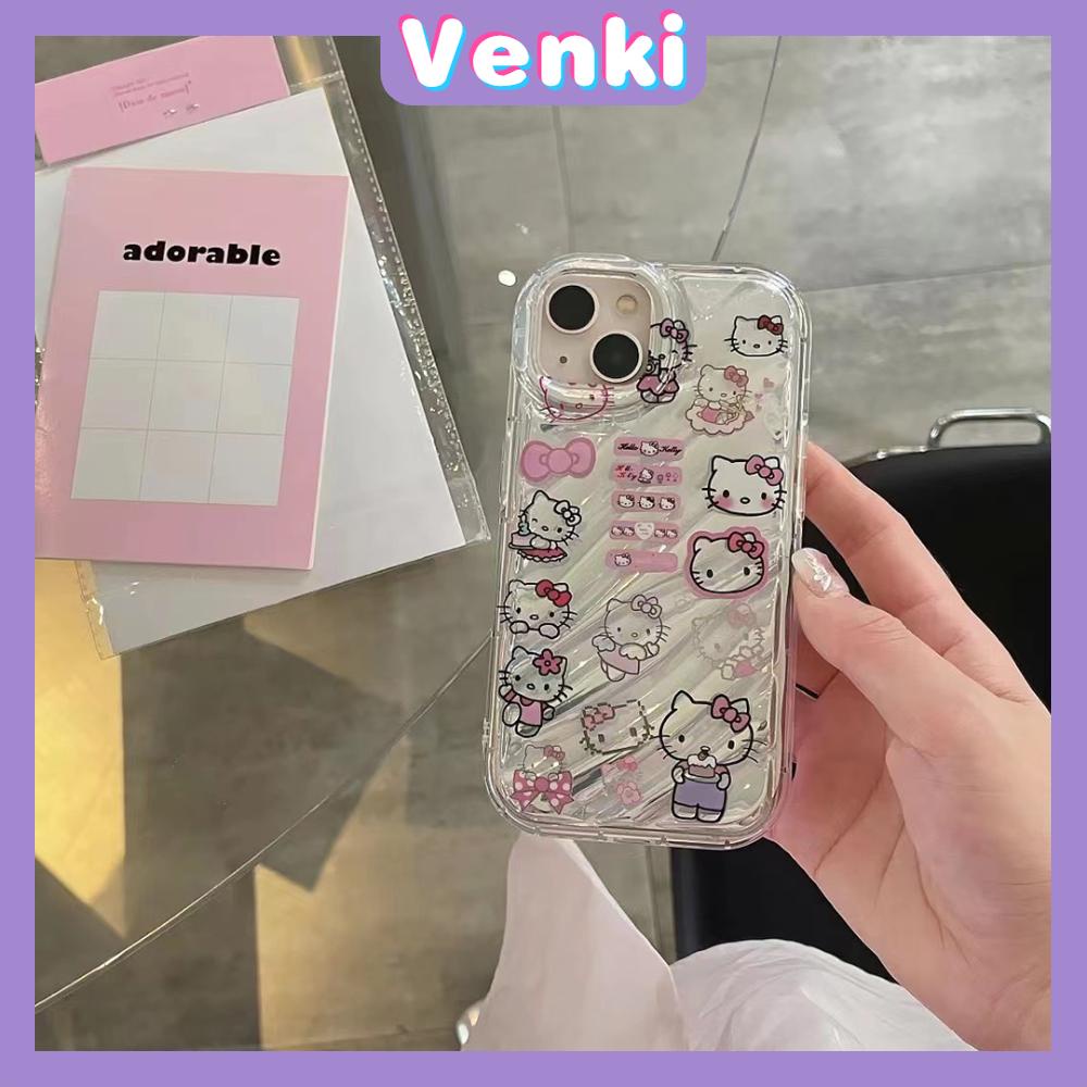 VENKI - iPhone Case untuk iPhone 11 Laser Reflektif Bening Phone Case TPU Soft Shockproof Airbag Case Lucu Kartun Kucing Kompatibel dengan iPhone 14 13 Pro Max 12 Pro Max XR XR 7 8Plus