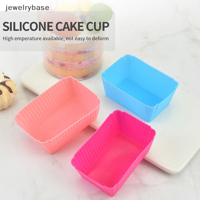 [jewelrybase] 6 Pcs Silikon Persegi Panjang Cetakan Kue Muffin Lembut Cupcake Liner Bake Cup Mold Butik