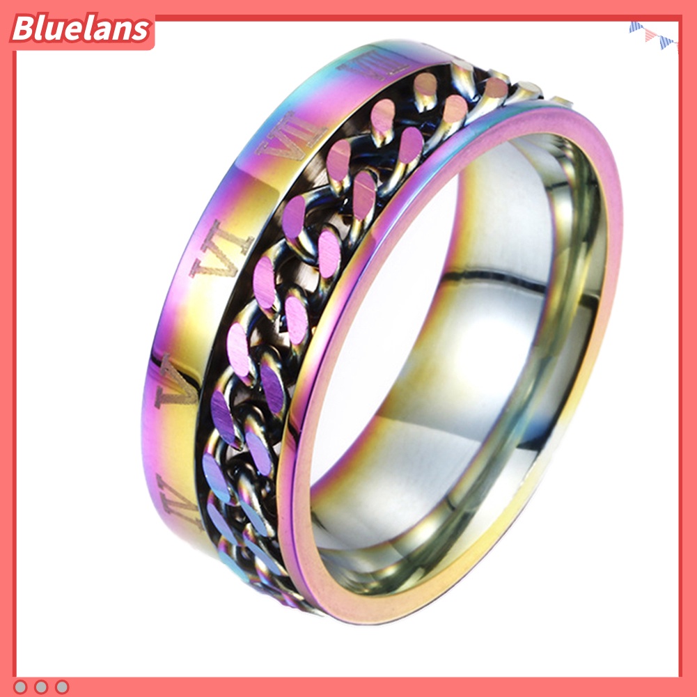 [BLS] Unisex Fashion Baja Titanium Angka Romawi Twist Rantai Cincin Hadiah Perhiasan Pesta