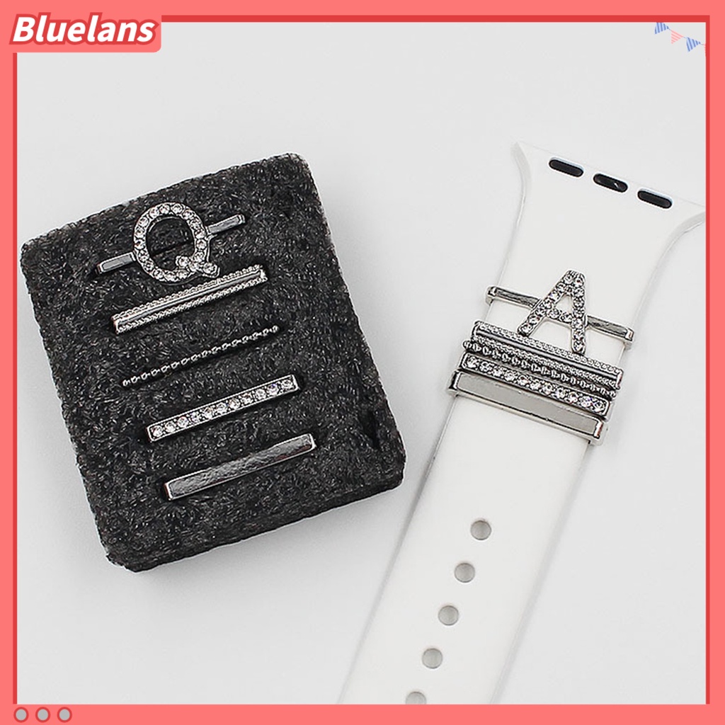 [BLS] 5pcs/set Watch Band Loop Multi--styles Polished Charm Alloy Berlian Imitasi Fashion Surat Jam Tangan Tali Pengikat Cincin Aksesoris Jam Tangan