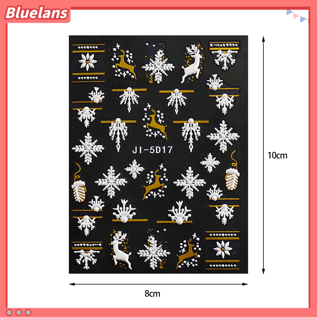 [BLM] Stiker Kuku Efek 3D Tidak Luntur Perekat Diri DIY Mini Snowflakes Slider Natal Stiker Kuku Timbul Untuk Perempuan