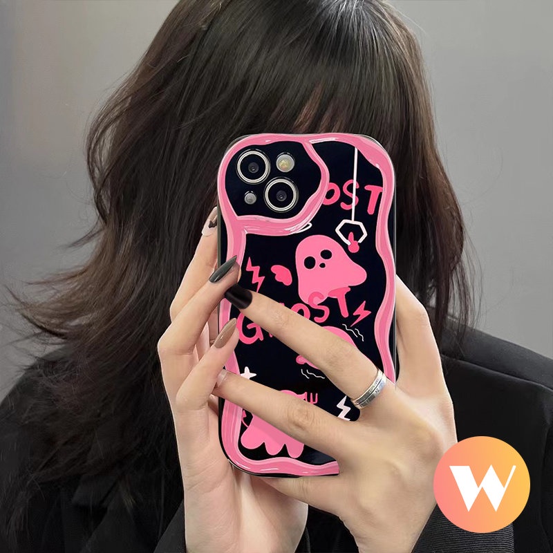 Telepon Kompatibel Untuk IPhone 7plus 11 14 13 12 Pro Max6 7 6s 8plus Se2020Xr X XS Max Ins Fashion Art Huruf Smile 3D Wavy Curved Edge Shockproof Airbag Glossy Tpu Soft Case