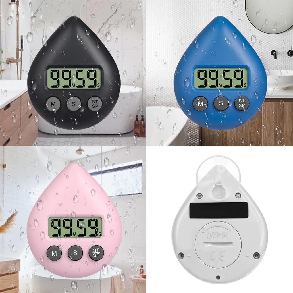 Water Drop Electronic Sucker Digital Timer Belajar Stopwatch Display Alarm Clock Shower Shop Perangkat Pengingat Rumah Hadiah