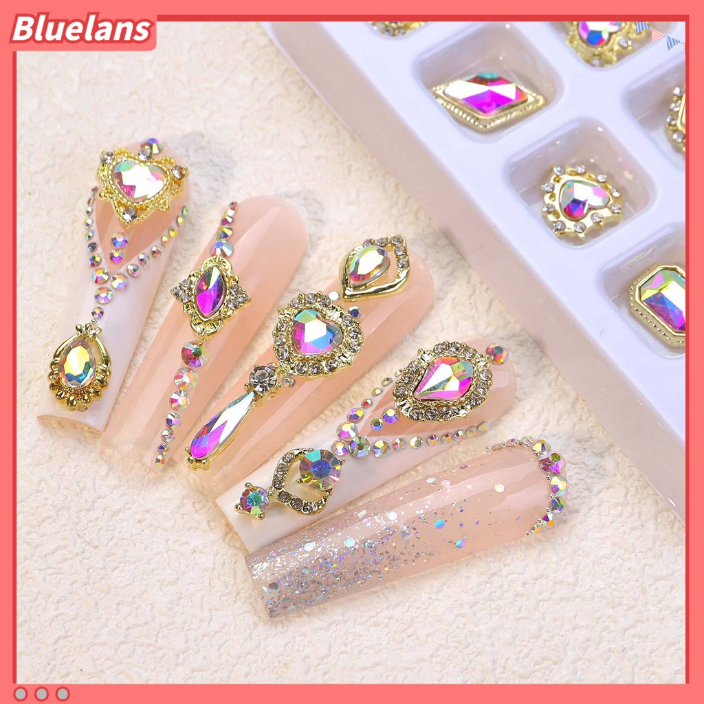 [BLM] 20pcs /Box Nail Art Decor Tiga Dimensi Shining Gloss Sparkling DIY Manicure Faux Diamond Nail Alloy Decor Nail Salon Kuku Supply