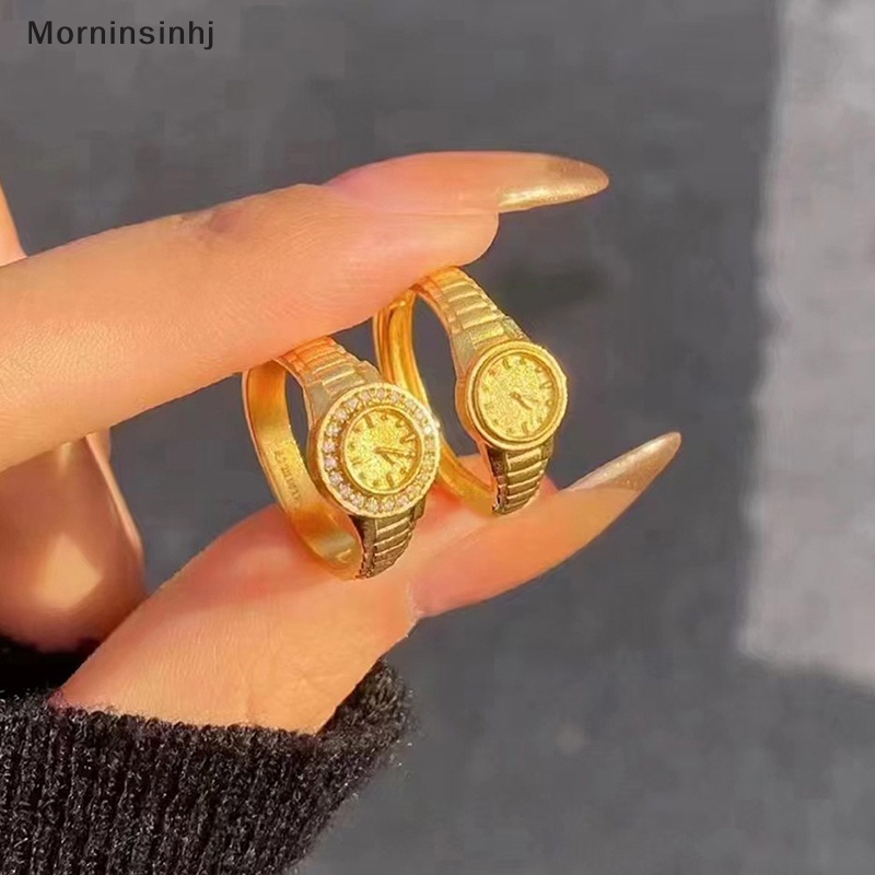 Mornin 1pc Baru Kreatif Jam Tangan Bentuk Cincin Untuk Wanita Pembukaan Yang Dapat Disesuaikan Cincin Mini Menonton Jari Cincin Pasangan Cincin Hadiah id