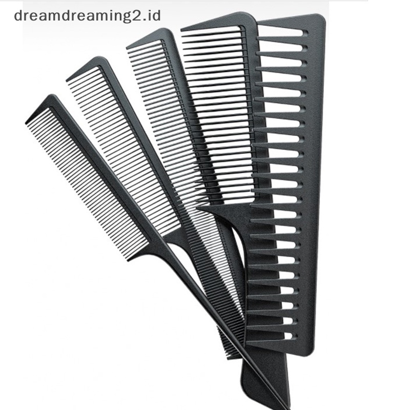 (drea) Sisir Serat Karbon Set Sisir Ekor Rambut Profesional Sisir Salon Cutg //