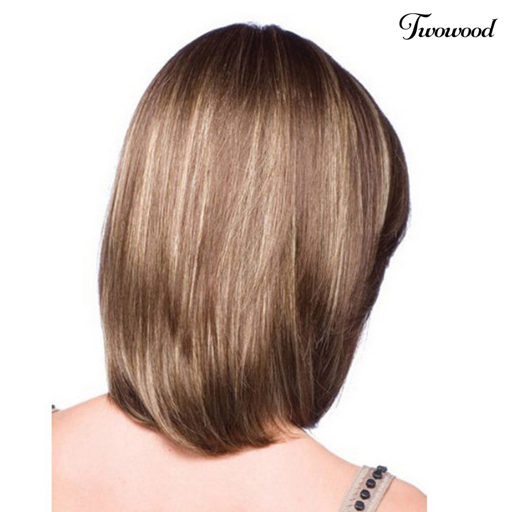 Twowood Lady Fashion Miring Bang Bob Potongan Rambut Wig COSPLAY Pesta Party Malam Dekorasi Rambut