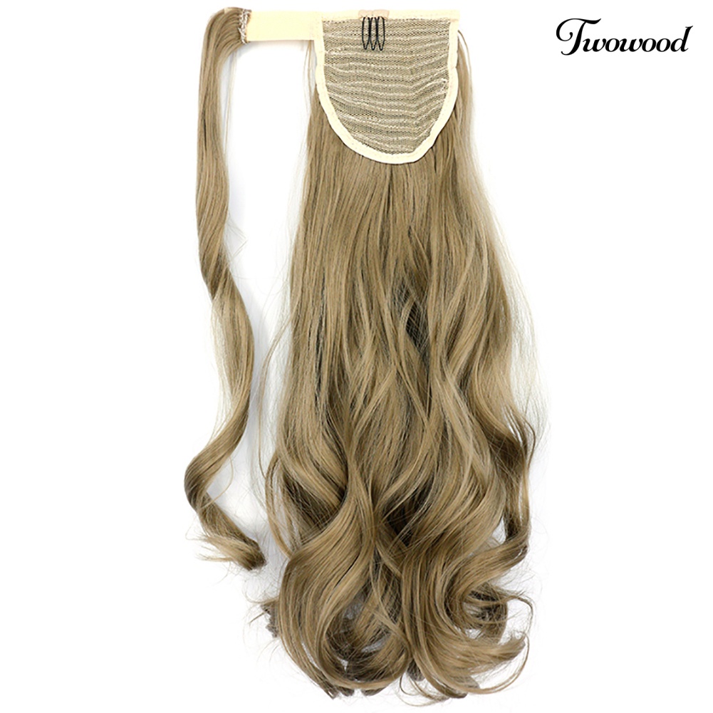 Twowood 18inci Serat Sintetis Klip in Wavy Curly Ponytail Wig Hair Extension Sopak