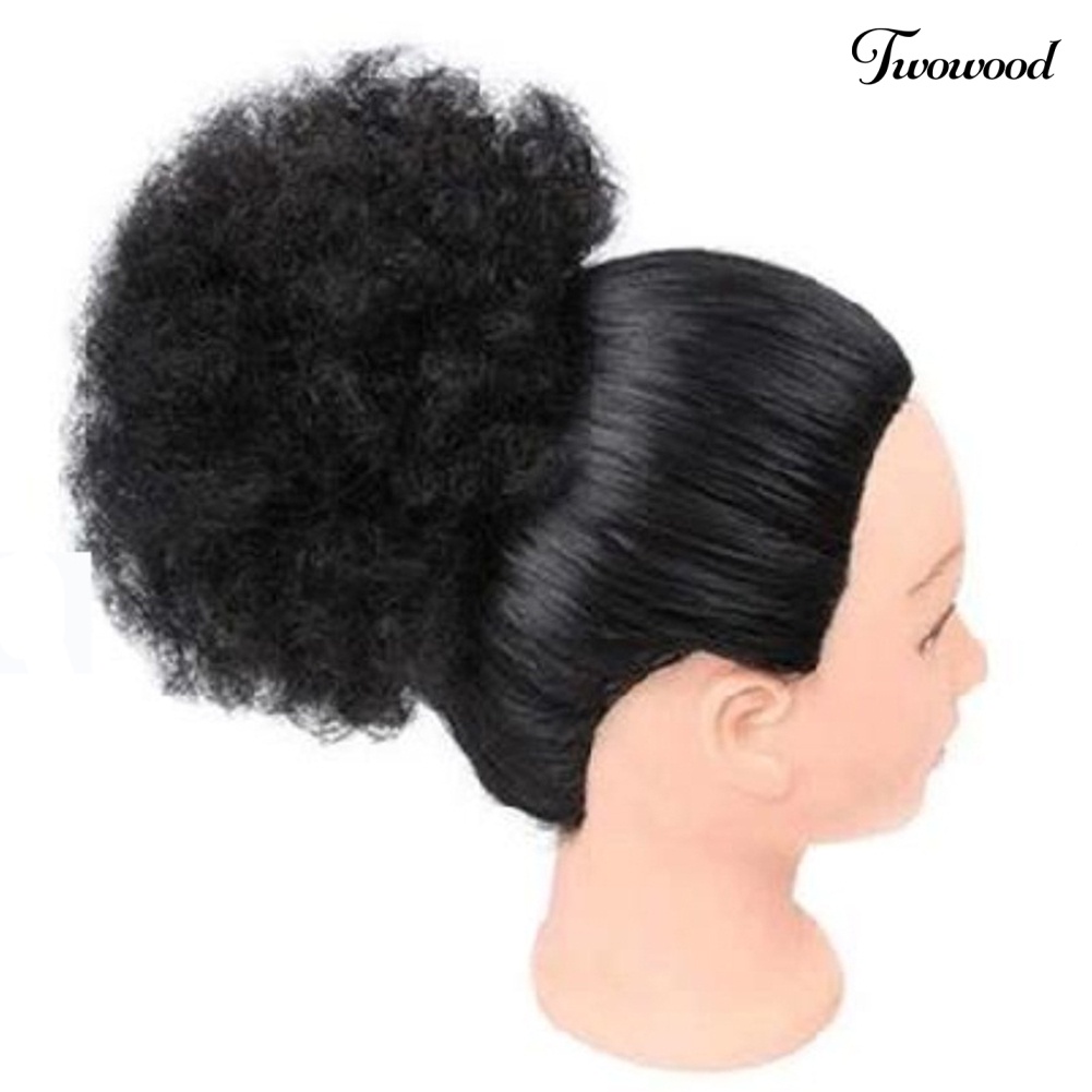 Twowood Wanita Pendek Keriting Sintetis Afro Ponytail Besar Rambut Ekstensi Penuh Wig Sopak