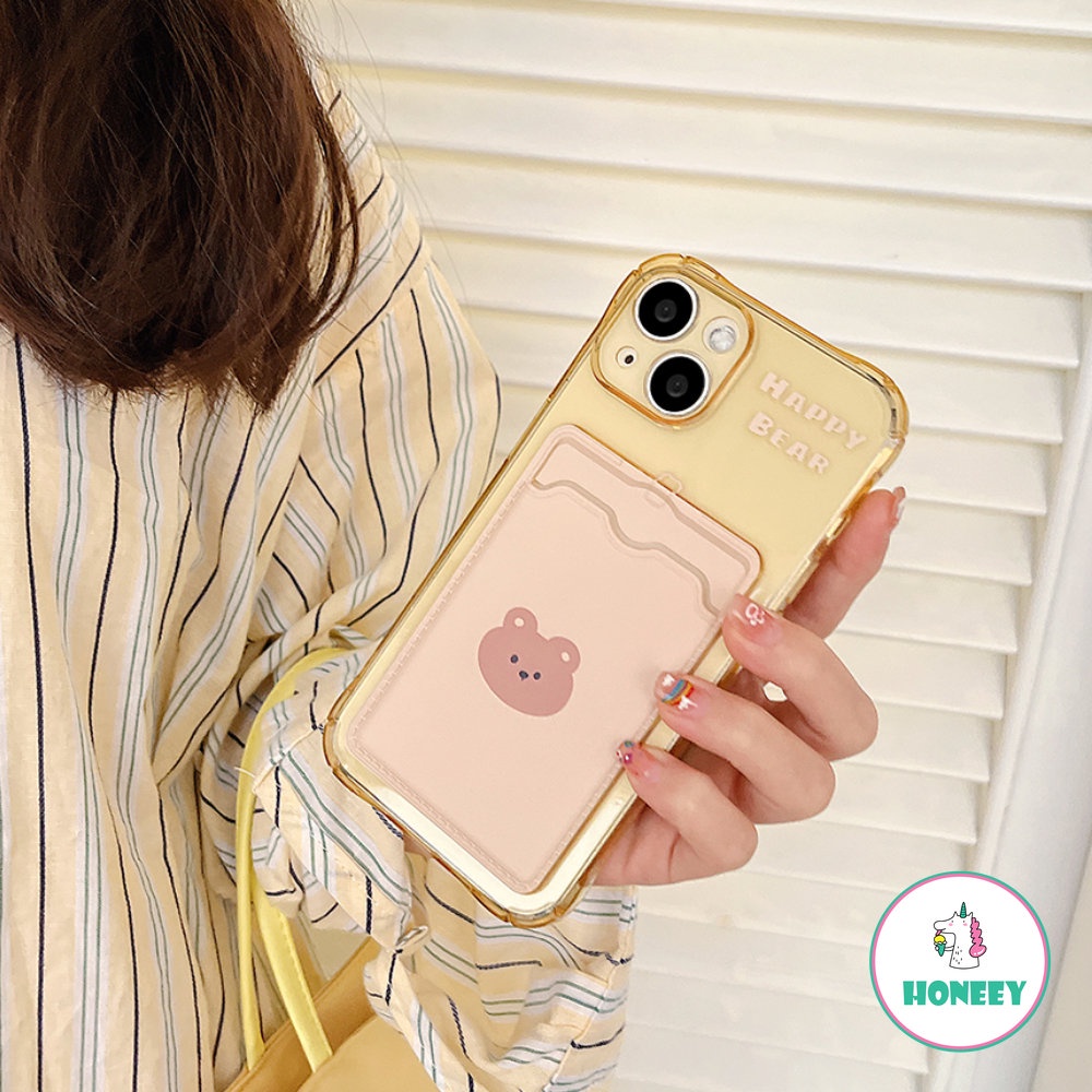 Casing Beruang Lucu Retro Untuk iPhone XR XS Max Casing Iphone14 13 12 11 Pro Max 12 Pro 7 8 14plus Cute Pink Card Holder