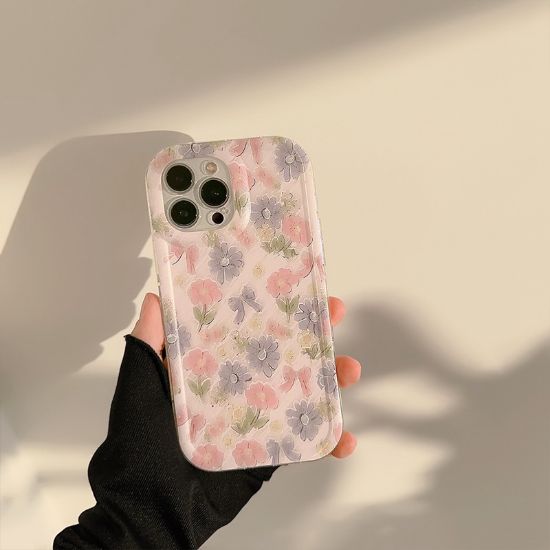 Nice Watercolor Bow Flower Soft TPU Case iP iPhone 14 + Plus 11 12 13 Pro Max Girl Woman FTD Casing Apple