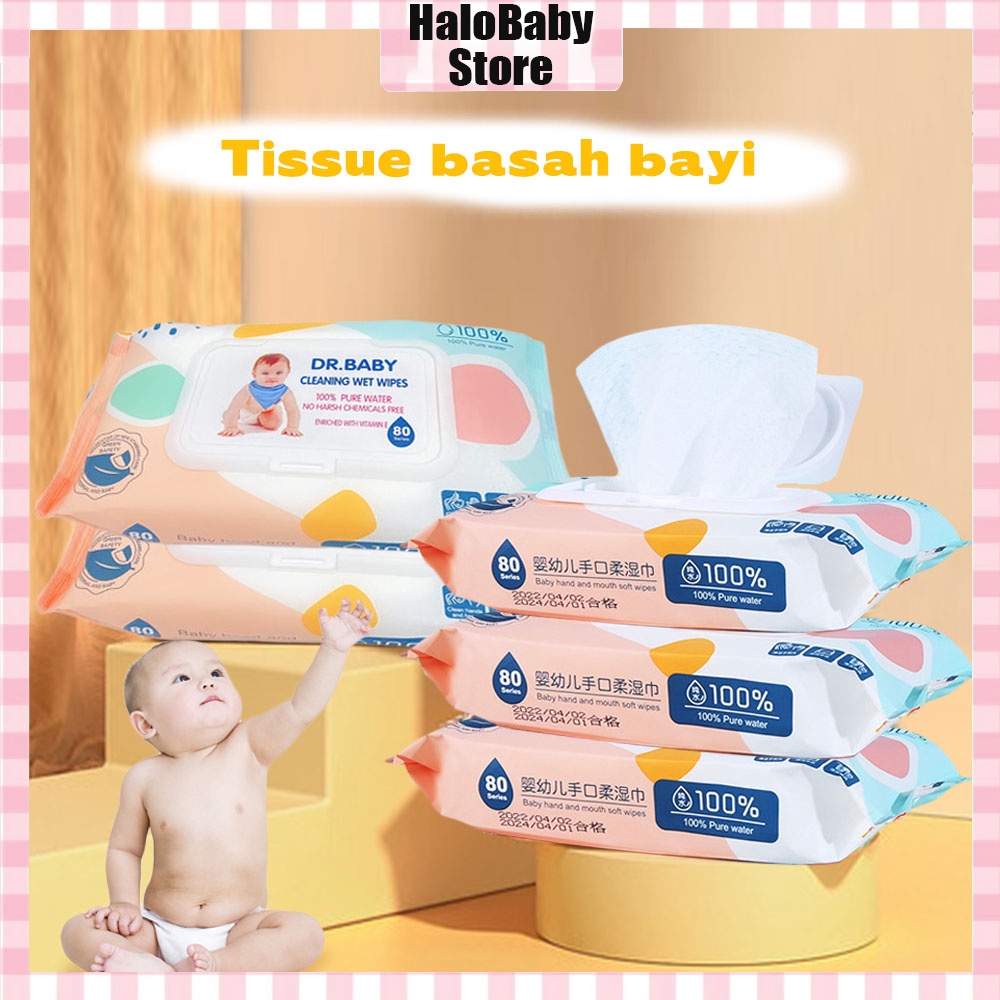 Halo Baby 80pcs/pack Tisu Basah Bay Newborn/Baby Wipes Hand And Mouth