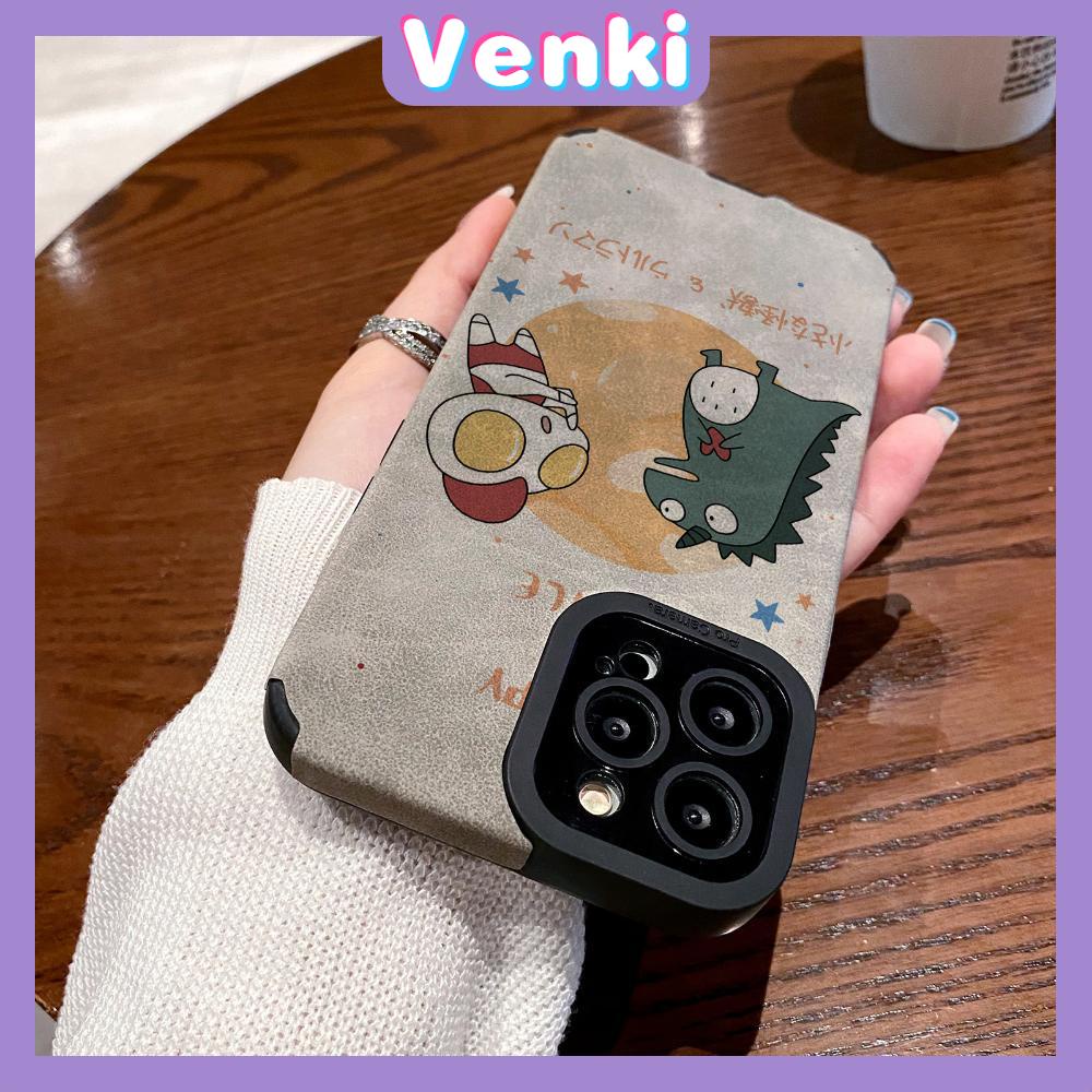 VENKI - Untuk iPhone 11 Case Leather Pupil Suede Case Soft Shockproof Case Camera Simple Cute Monster Superman Kompatibel iPhone 14 13 Pro max 12 Pro max xr xs 7Plus 8Plus