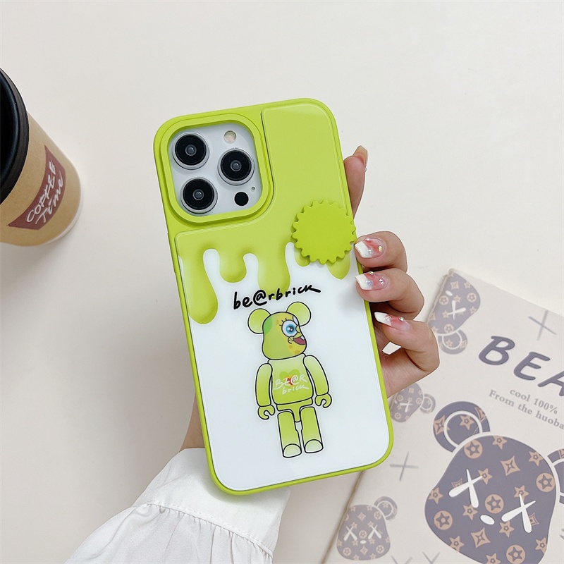 IPHONE Violent Bear Rotating Face Changing Phone Casing Cocok Untuk Iphone14 13 12 11 Pro Max 14Plus Kartun Mekanik Fun Casing Pelindung