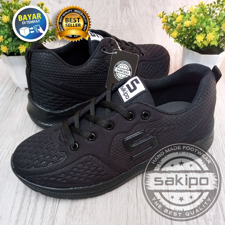 PROMO BTS KEMBALI SEKOLAH !! SEPATU SEKOLAH HITAM POLOS MEREK SAKIPO SD SMP SMA SMK KULIAH / SEPATU BERTALI ANAK SEKOLAH WARNA HITAM  / SEPATU LARI RINGAN DI PAKAI / SEPATU KULIAH / SAKIPO